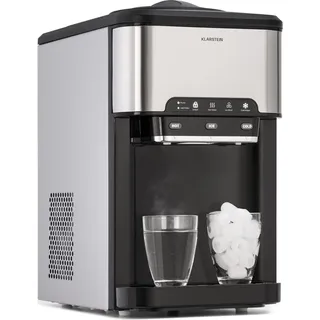 Klarstein Eiswürfelmaschine für Zuhause Camping Gastro, Schnelle Mini Eiswürfelmaschine Klein, Profi Eismaschine für Große Kleine Klare Eiswü... - Silber