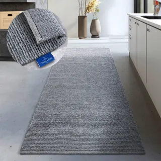 Villeroy & Boch Wollteppich Francois, rechteckig, Höhe: 7 mm, in rund, oval, Läufer, handgewebt, Wolle, Wohnzimmer, Schlafzimmer silberfarben 80 cm x 200 cm x 7 mm