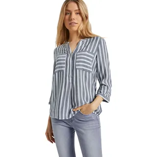 Tom Tailor Damen Kurzarm Bluse STRIPED Regular Fit Offweiß Blau Vertical Stripe 26940 46