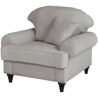 furn.design Sessel Adelina Textil 110 x 95 x 100 cm Hellgrau mit Kissen