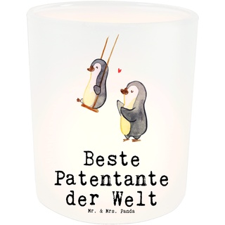 Mr. & Mrs. Panda Windlicht Patentante - Geschenk, Neffe, Kerzenglas, Windlicht Kerze, Geschenktipp, Kerzenlicht, Familie, Windlicht Glas, für,