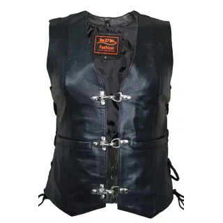 MDM Lederweste Taillierte Damen Lederweste aus weichem Lamm Leder Leichte Sommer Damen Biker Weste 4XL