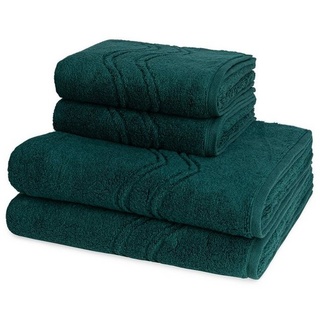 ROSS Handtuch Set Cashmere feeling, Walkfrottee, (Spar-Set, 4-tlg), 2 X Handtuch 2 X Duschtuch - im Set - Baumwolle - grün