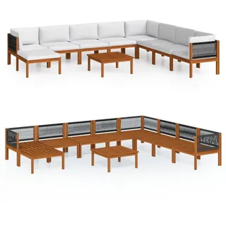 vidaXL Garten-Lounge-Set 9-tlg. cremefarbenes Holz Akazie