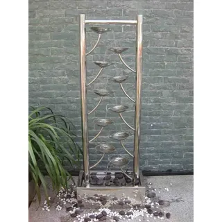 Köhko Wasserwand Edelstahl Blättenform 97CM mit LED-Beleuchtung