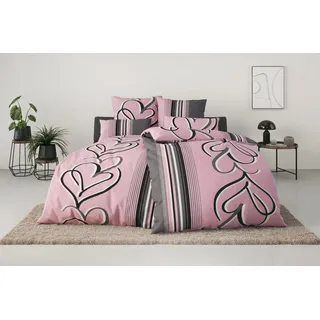 OTTO home Bettwäsche Area in Gr. 135x200 oder 155x220 cm, Linon, 2 teilig, Bettwäsche in verschiedenen Qualitäten grau|rosa