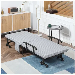 HOMCOM Gästebett Klappbett mit Rollen Sessel mit 5-stufig verstellbarer Rückenlehne (Reisebett, 1-St., Stahlrahmen) 190 x 76 x 33 cm grau|schwarz