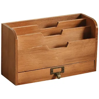 Schreibtisch-Organizer aus Holz, Schreibtisch-Organizer mit Schublade zur Aufbewahrung von Briefmarken, Notizen, Büroklammern, Scheren