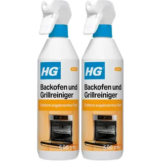 HG Backofen und Grillreiniger, kräfitger Ofenreiniger entfernt eingebrannte Speisen und eingebranntes Fett und wirkt super schnell, (500 ml) - 138050105 (Packung mit 2)