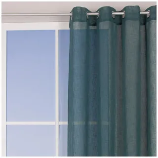 SCHÖNER LEBEN. Vorhang Ösengardine Leinenoptik uni petrol 140x260cm, blickdicht, Polyester, pflegeleicht blau