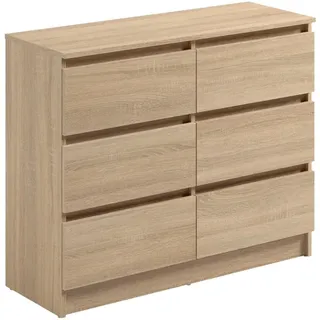 home collective Kommode mit 6 Schubladen 95 x 77,5 x 35 cm Beige