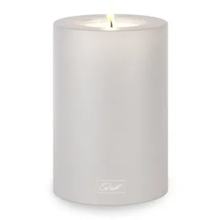 Qult Farluce Trend Cloud Grey ∅ 8 + 10 cm • Teelichthalter in Kerzenform • Kerze • Kunststoffkerze in Kerzenoptik • Teelichtkerze mit Teelichteinsatz • inkl. Teelicht (Ø 8 H 12 cm)