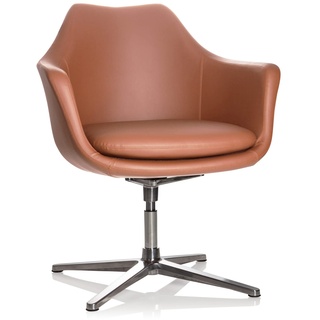 hjh OFFICE 600988 Lounge Sessel Artemia Kunstleder Braun Drehsessel im eleganten Design