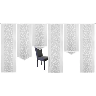 HOME WOHNIDEEN Jenna Schiebegardine Klettschiene 57 x 245 cm Transparent/Weiß 6 St.