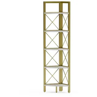 Decorotika Eckregal, Creme, Gold, Holzwerkstoff, 30.5x160x33 cm, Wohnzimmer, Regale, Bücherregale