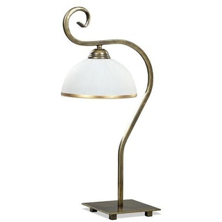 Tischleuchte Glasschirm 50 cm in Gold antik E27 Tischlampe Schreibtischlampe Nachttischlampe
