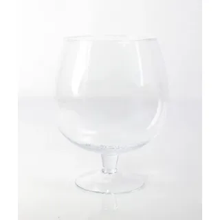 INNA-Glas Glas Kugelvase - Brandy Glas Liam mit Fuß, klar, 24cm, Ø 19cm - Glasvase, Glas weiß