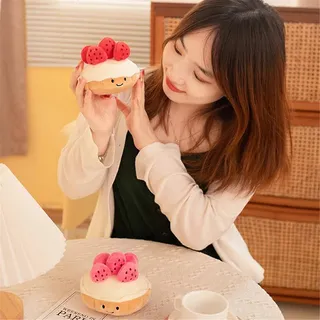 Kuchenförmiges Plüschtier, Fruchtmuffinförmiges Plüschtier, Süßes Rosa Geschenk (siehe Foto)