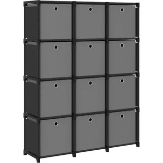 vidaXL Würfel Regal mit Boxen 12 Fächer Bücherregal Standregal Würfelregal Wandregal Lagerregal Aufbewahrung Raumteiler Schwarz 103x30x141cm Stoff