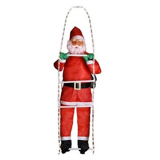 Monzana Weihnachtsfigur Weihnachtsmann auf Leiter, mit LED Beleuchtung, Kunststoff, 240cm