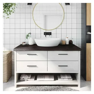 vidaXL Waschtischplatte Dunkelbraun 100x60x(2-6)cm Massivholz