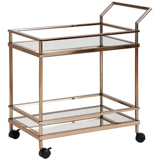 KADIMA DESIGN Servierwagen – Dunkelgold, 2 Ebenen mit Bremsen, auf Rollen