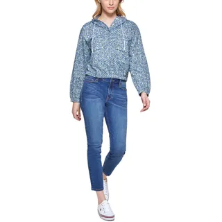 Tommy Hilfiger Solides Damen-Poloshirt mit kurzen Ärmeln, Sky Captain/Mint, X-Groß - XL