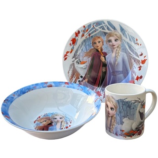 3-teiliges Set aus Keramik Frozen Disney Tasse Schüssel Teller Geschirr für Kinder in Verpackung