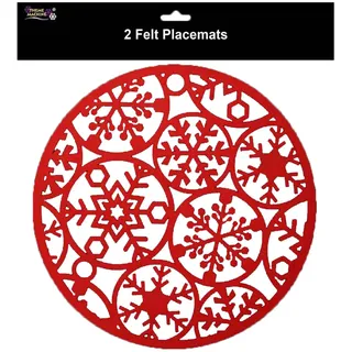 Weihnachten Geschirr - 2 Packung Schneeflocke Tischsets Rote Filz Material 30cm