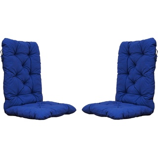 Ambientehome 2er Set Auflagen Sitzkissen Sitzpolster Hochlehner, 120x50x8 cm blau