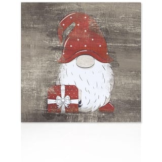 Declea Bild zum Aufhängen Wichtel Dekor - Druck auf Leinwand Weihnachten Dekoration Weihnachtsdekoration Wanddekoration für die Weihnachtszeit, 60 x 60 cm