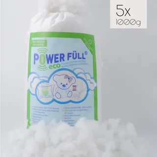 POWER FÜLL POWER FÜLL® eco | 5 x 1kg Nachhaltige Füllwatte | Spielzeugnorm Zertifiziert | Waschbar bis 40°C | Bastelwatte | Kissenfüllung | Stopfmaterial (5 kg)