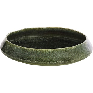 Dehner Schale Linn, Ø 32 cm, Höhe 8 cm, Keramik, lasiert, dunkelgrün