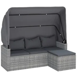 vidaXL Polyrattan Loungesofa grau 362335