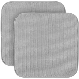 Bestlivings Stuhlkissen 38x38 cm, Struktur Sitzkissen rutschfest, 2er-Set | Angenehm gepolsterte & formstabile Sitzpolster, rutschhemmende Unterseite, Hellgrau - für Esszimmer, Küche, Balkon & Garten