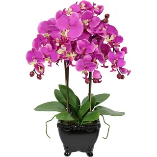 I.GE.A. Kunstblume I.GE.A. "Künstliche Orchidee in Schale Phalaenopsis Kunstblume Blume", rosa (dunkelrosa), B:20cm H:60cm L:18cm, Polyester, Kunstpflanzen, Kunstorchidee Deko Dekoblume Seidenblume