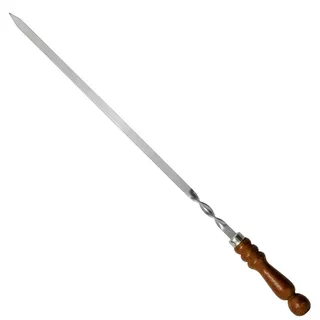 BBQ Edelstahlspieß mit Holzgriff 65 cm lang 1,2cm breit 3mm Stark Grillspieße Schaschlikspieße Barbecuespieß Extra Stark Edelstahl Schampura für Fleisch, Gemüse, Pilze, Kebab Rouladenspieße