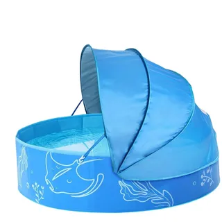 Pool Mit Überdachung – 120 X 30 Cm, Faltbar, Zum Schwimmen Für Kinder, Sonnenschutz, Wasserspiellounge, Tragbarer Sommerplansch Für Spaß Im Freien | Kinderbecken Mit Überdachung Für Die Nutzung Im Hin