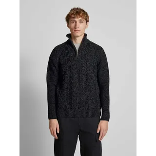 Strickpullover mit Zopfmuster Modell 'Jacob', Black, L