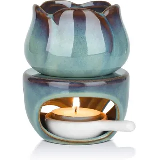 Duftlampe Mit Teelöffel, Blauer Keramik-diffusor Für Ätherische Öle, Duftlampen