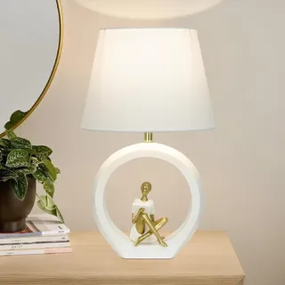 FLRXHK Kreative Leselampe für Mädchen, modern, einfach, Schlafzimmer, Nachttischlampe, Luxus, High-End-Art-Deco-Ornament-Tischlampe