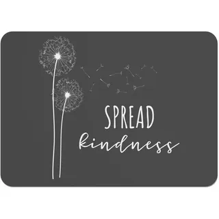Platzset, weich, Unterseite aus Kork, schwarze Tischsets – Spread Kindness Pflanzen Blumen Wiese Dandelion – Großes Format 39,5 x 28,5 cm