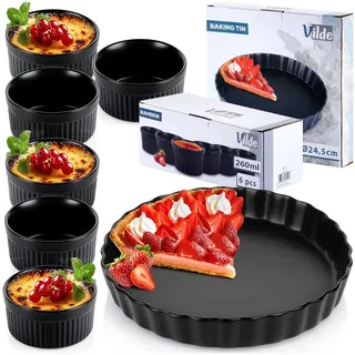 Tarteform Backform Quicheform Kuchenbackform aus Keramik schwarz 24,5 cm