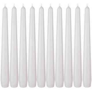 BRUBAKER Spitzkerze Premium Kerzen Set - bis zu 7,5 Stunden Brenndauer pro Kerze (Leuchterkerzen, 10-tlg., Halterkerzen Deko), 24 cm Tafelkerzen für Kerzenständer und Kronleuchter weiß