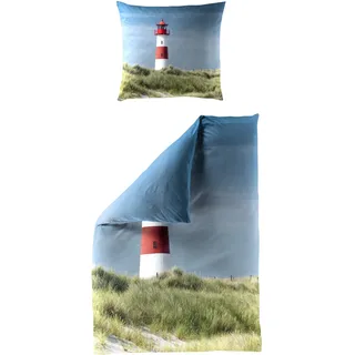 BIERBAUM 5285 Leuchtturm Maritim Blau 135 x 200 cm + 2 x 80 x 80 cm