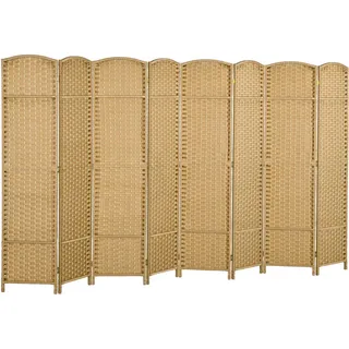 Homcom Paravent 8-teilig 320 x 170 cm Raumteiler Trennwand aus Kiefernholz Natur