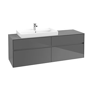 Waschbeckenunterschrank 160 x 55 cm Glossy Grey