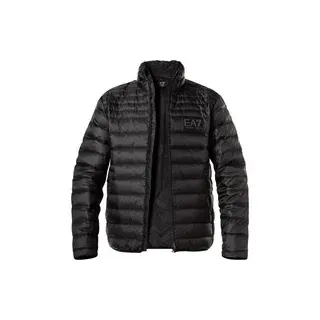 EA7 Herren Daunenjacke schwarz Mikrofaser unifarben, schwarz, Herbst/Winter 2023/2024