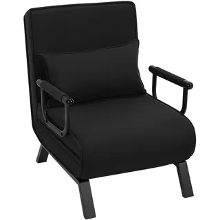 WOLTU Schlafsessel 3 in 1 mit bettfunktion, Gästebettfür, Schlafsofa mit Bettfunktion, Verstellbarer Rückenlehne, Wohnzimmer, Schlafzimmer, Balkon, Metallrahmen Leinen, 65 x 75 x 78cm, Schwarz