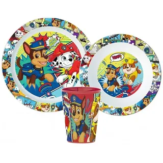 PAW PATROL Kindergeschirr-Set Paw Patrol Kinder Geschirr-Set 3 teilig Becher Teller Schüssel (3-tlg), 1 Personen, BPA-Frei bunt